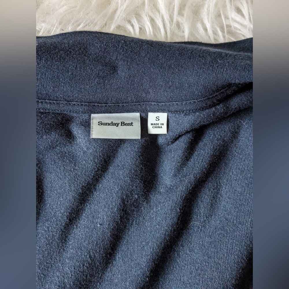 Aritzia TNA Midnight Blue Velvet Zip Up Jacket - Picture 8 of 12
